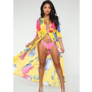 NWT Yellow Floral Fashion Nova Cover Up